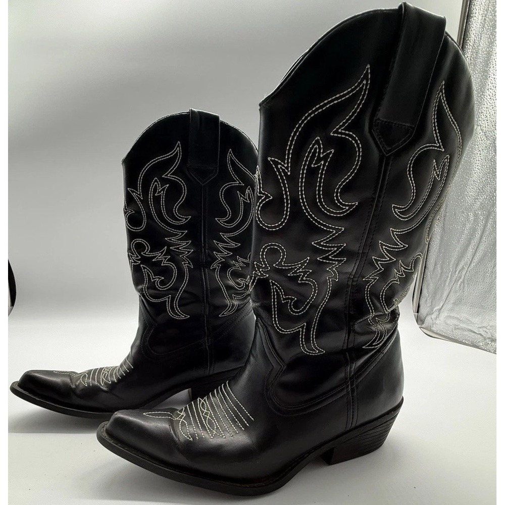 Vintage L.E.I. Boots Stablle Black Paris Cowgirl Women's Cowboy Size‎ 7.5